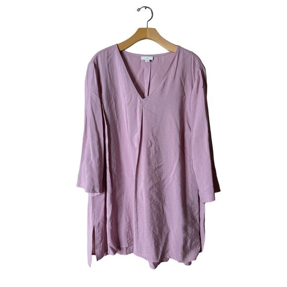 J. Jill X-Large Blush Pink 3/4 Sleeve Button-Cuff Tunic Top - Picture 1 of 10